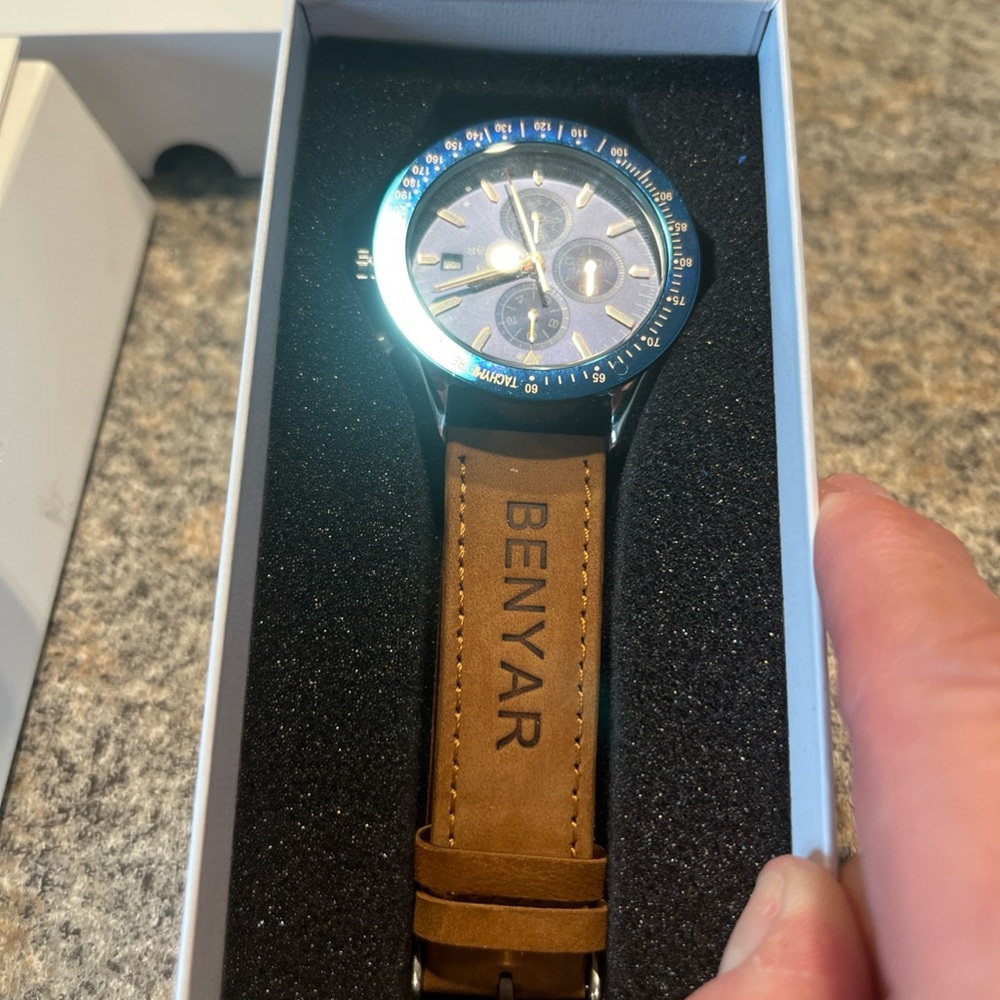 Men's Brown Leather Strap Watch